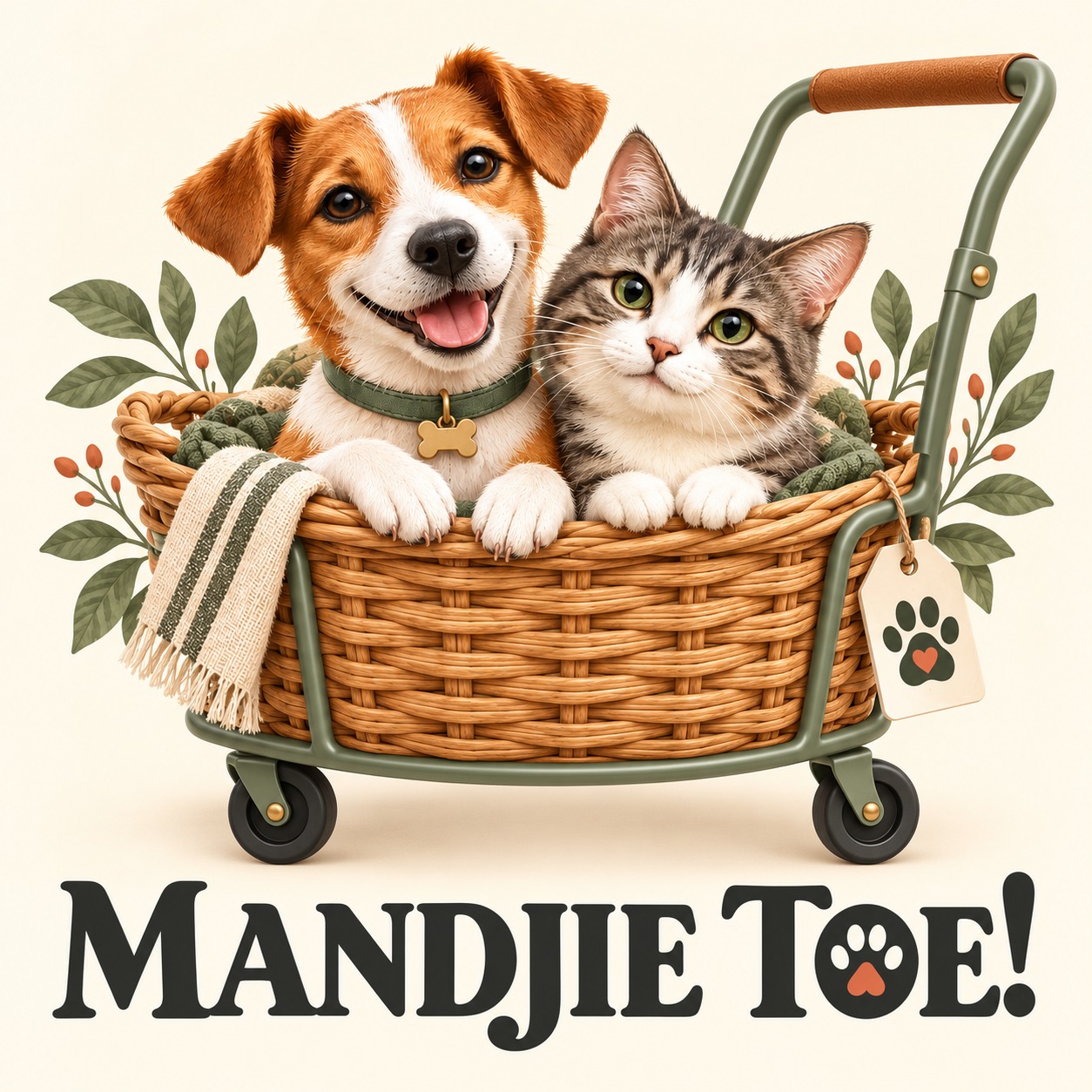 Mandjie Toe! — dog and cat in a shopping basket